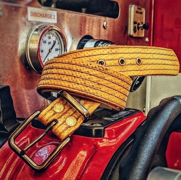 Firehose belt with solid brass buckle and keeper - Picture 7 of 15